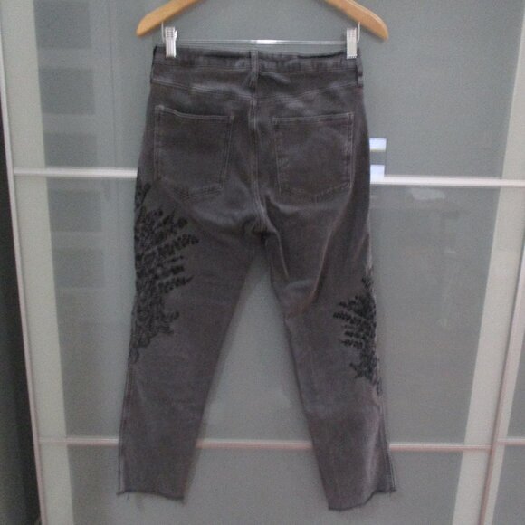 We the Free Free People Embroidered Leg Gray Wash Boho Jeans - Picture 4 of 7